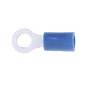 RS PRO Insulated Ring Terminal Blue, M4 Stud Size, 16–14 AWG, 1.5–2.5mm², Vinyl PVC, 21mm Length, Copper/Tin 534-581