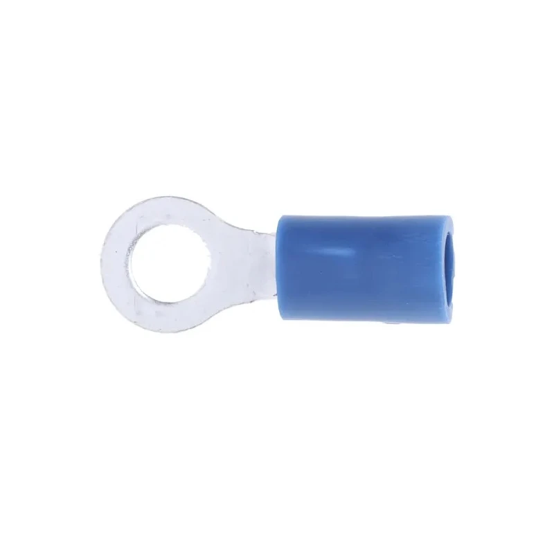RS PRO Insulated Ring Terminal Blue, M4 Stud Size, 16–14 AWG, 1.5–2.5mm², Vinyl PVC, 21mm Length, Copper/Tin 534-581