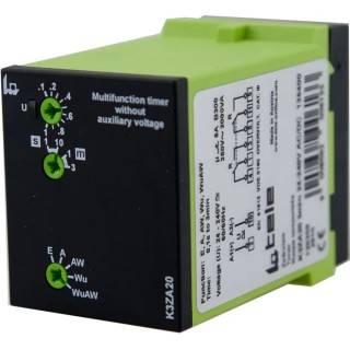 Tele Timer Relay DPDT 24 to 240V AC/DC, Multifunction, 2 Contacts, 1 s to 3 min K3ZA20