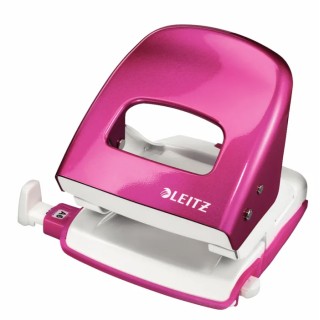 Leitz 2 Hole Punch 30 Sheet Capacity Pink Metal, Round Hole, GS Safety Tested 50081023