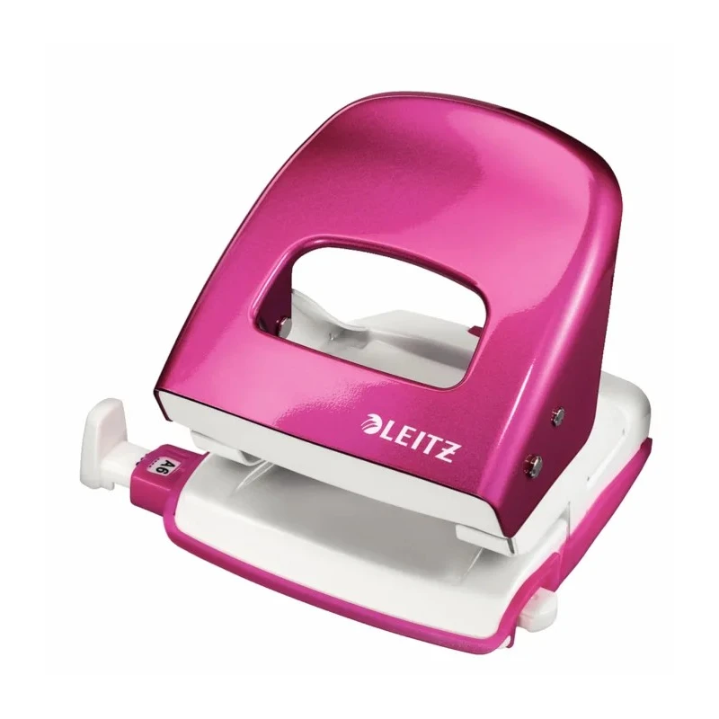 Leitz 2 Hole Punch 30 Sheet Capacity Pink Metal, Round Hole, GS Safety Tested 50081023
