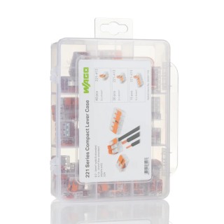 WAGO 221 Series Lever Connector Set, 12AWG to 24AWG, 32A, 450V, 85-Piece, Cage Clamp, Plastic, Clear, 887-1046