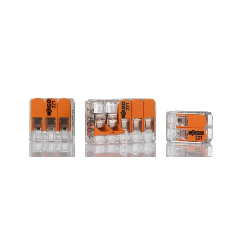 WAGO 221 Series Lever Connector Set, 12AWG to 24AWG, 32A, 450V, 85-Piece, Cage Clamp, Plastic, Clear, 887-1046