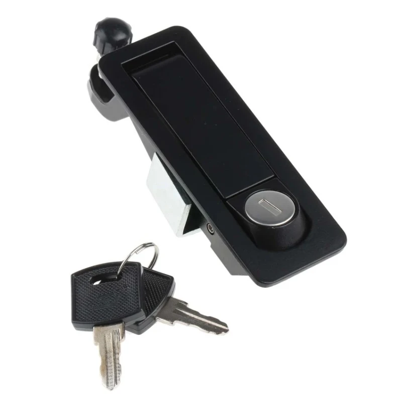 RS PRO Die Cast Zinc Lockable Compression Latch 111 mm x 31.5 mm Black Powder Coated 124-1900