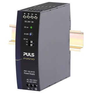 PULS PIANO Switched Mode DIN Rail Power Supply 120W 28V DC 5A 230V AC Input IP20 PIC120.241D