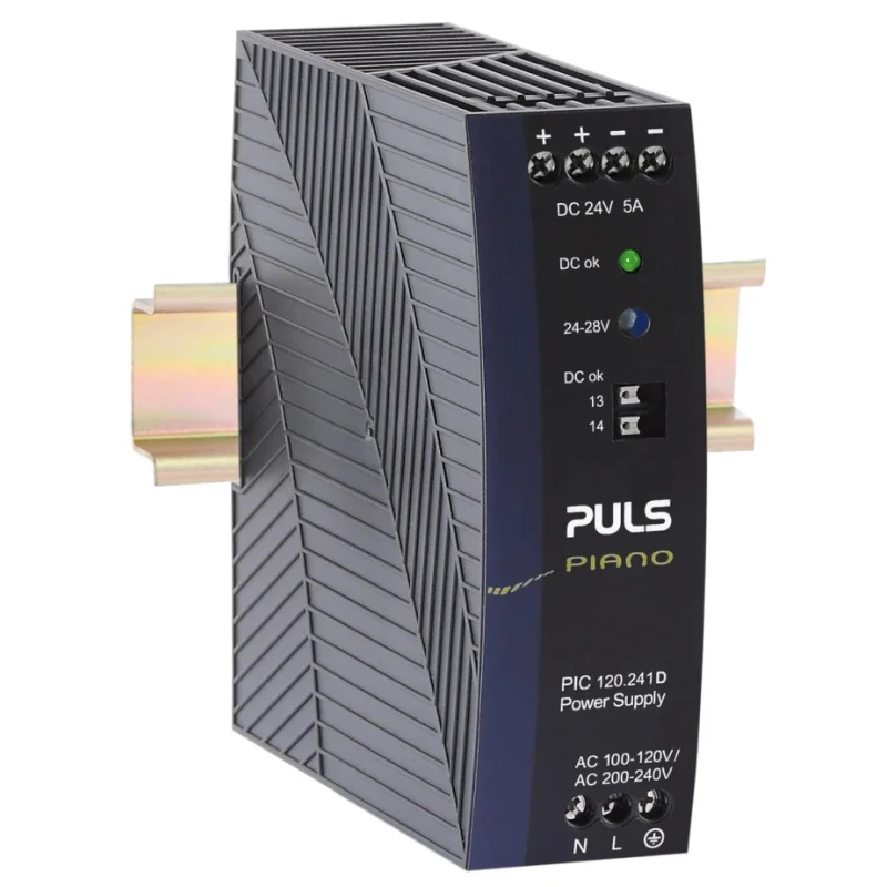 PULS PIANO Switched Mode DIN Rail Power Supply 120W 28V DC 5A 230V AC Input IP20 PIC120.241D
