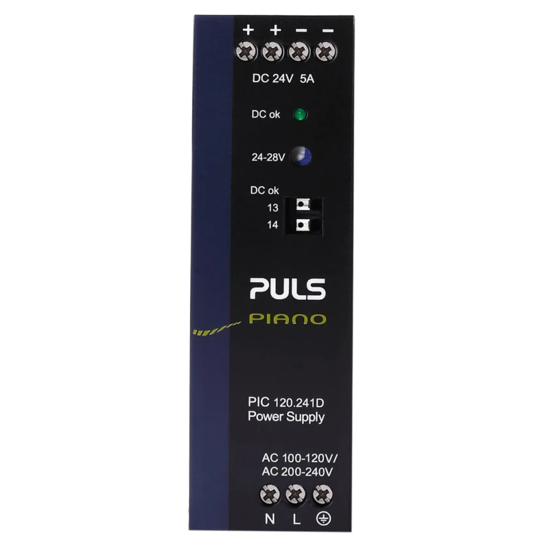PULS PIANO Switched Mode DIN Rail Power Supply 120W 28V DC 5A 230V AC Input IP20 PIC120.241D