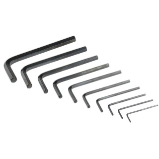RS PRO 10 Piece L Imperial Hex Key Set, Chrome Vanadium Steel, Black Finish, Short Arm, 1/16–5/16 Inch 537-732