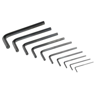 RS PRO 10 Piece L Imperial Hex Key Set, Chrome Vanadium Steel, Black Finish, Short Arm, 1/16–5/16 Inch 537-732