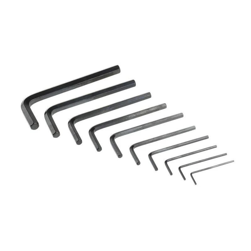 RS PRO 10 Piece L Imperial Hex Key Set, Chrome Vanadium Steel, Black Finish, Short Arm, 1/16–5/16 Inch 537-732
