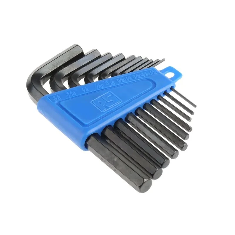 RS PRO 10 Piece L Imperial Hex Key Set, Chrome Vanadium Steel, Black Finish, Short Arm, 1/16–5/16 Inch 537-732