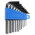 RS PRO 10 Piece L Imperial Hex Key Set, Chrome Vanadium Steel, Black Finish, Short Arm, 1/16–5/16 Inch 537-732