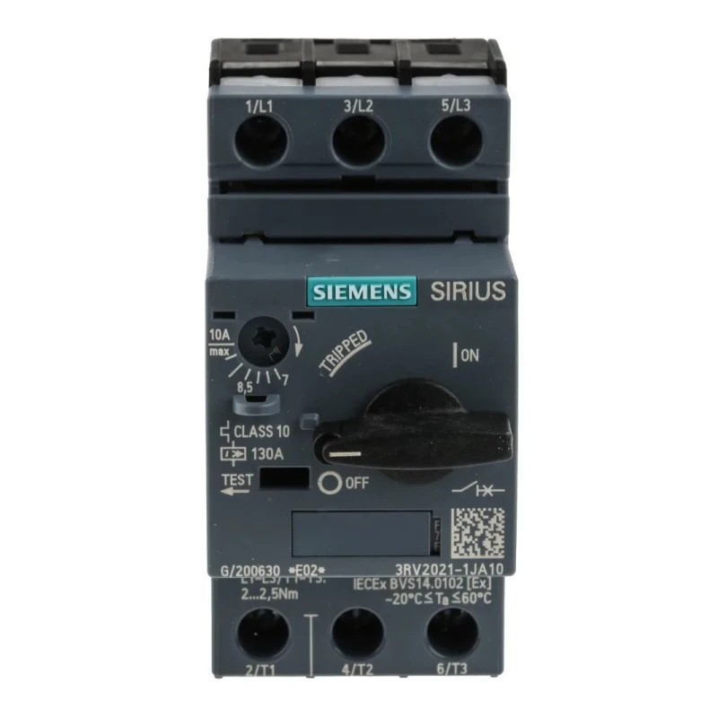 Siemens Motor Protection Circuit Breaker 10A/7A, 690V, IP20, Class 10, Magnetic Sensing, 3RV2 Series 3RV2021-1JA10