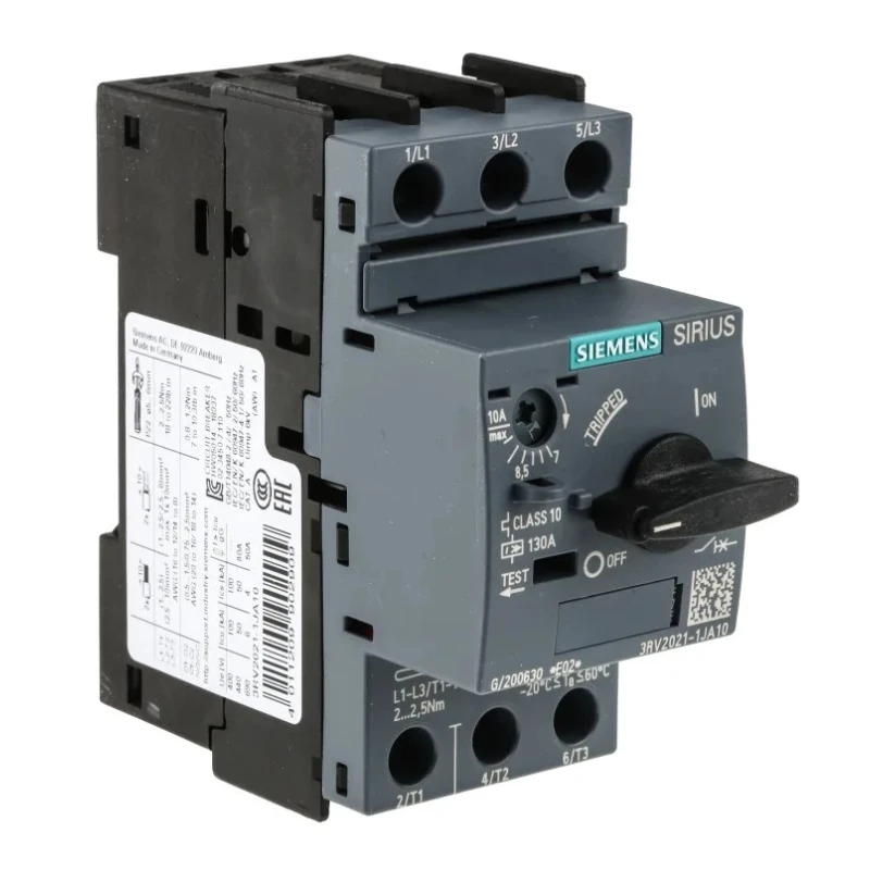 Siemens Motor Protection Circuit Breaker 10A/7A, 690V, IP20, Class 10, Magnetic Sensing, 3RV2 Series 3RV2021-1JA10