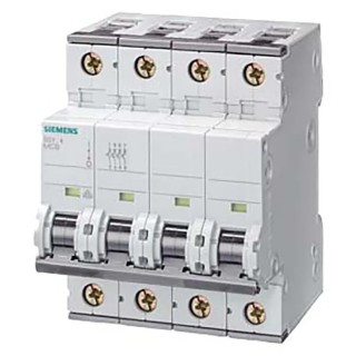 Siemens SENTRON Miniature Circuit Breaker 4-Pole 25A Type B 400V AC 10kA Breaking Capacity DIN Rail 5SY4425-6
