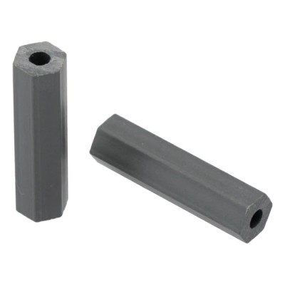 Essentra Hex Polyvinyl Chloride Spacer 25.4 mm, Hex Shape, 2.8 mm Inside Diameter, 6.4 mm Across Flats, Plain Finish 543-743
