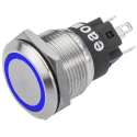 EAO 82 Series Illuminated Push Button Switch, Momentary, Panel Mount, 19 mm Cutout, SPDT Blue LED, IP65, IP67 82-5151.1124