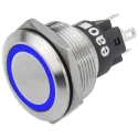 EAO 82 Series Illuminated Push Button Switch, SPDT, Blue LED, 22 mm Cutout, IP65/IP67, 240 V Momentary Panel 82-6151.1126
