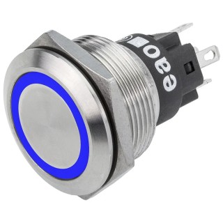 EAO 82 Series Illuminated Push Button Switch, SPDT, Blue LED, 22 mm Cutout, IP65/IP67, 240 V Momentary Panel 82-6151.1126