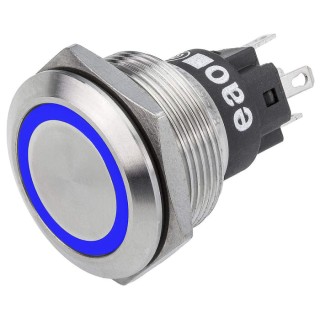 EAO 82 Series Illuminated Push Button Switch, Momentary, Panel Mount, 22 mm Cutout, SPDT, Blue LED, IP65/IP67 82-6153.1123