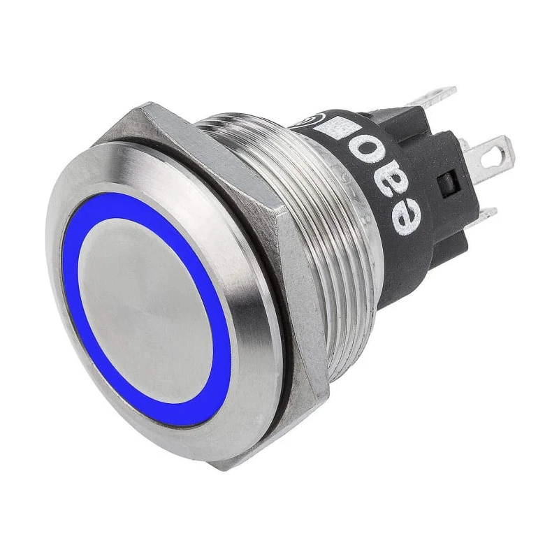 EAO 82 Series Illuminated Push Button Switch, Momentary, Panel Mount, 22 mm Cutout, SPDT, Blue LED, IP65/IP67 82-6153.1123