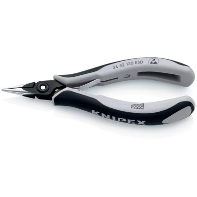 Knipex Round Nose Plier Half Round ESD Safe Chrome Steel, Comfort Grip 138mm, 1.6mm Tip, 23mm Jaw 34 52 130 ESD
