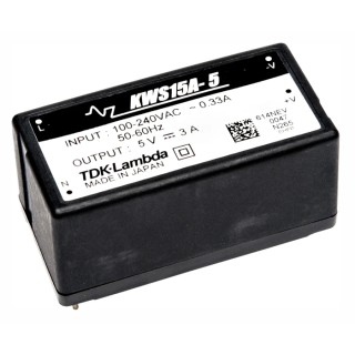TDK-Lambda Switching Power Supply 15V DC 15W PCB Mount, Universal Input, 1A Output KWS15A-15