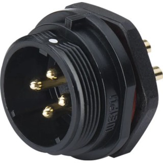 RS PRO Circular Connector 5 Contacts Front Socket Male IP68 SP21 Series 10A 500V Polyamide 66 Gold Plated 124-6676