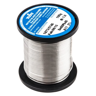 MBO Lead Solder Wire 1 mm, 183°C Melting Point, 100g Rosin Flux SN60 PB 10/10 - 3 CANAUX A11 - 100G