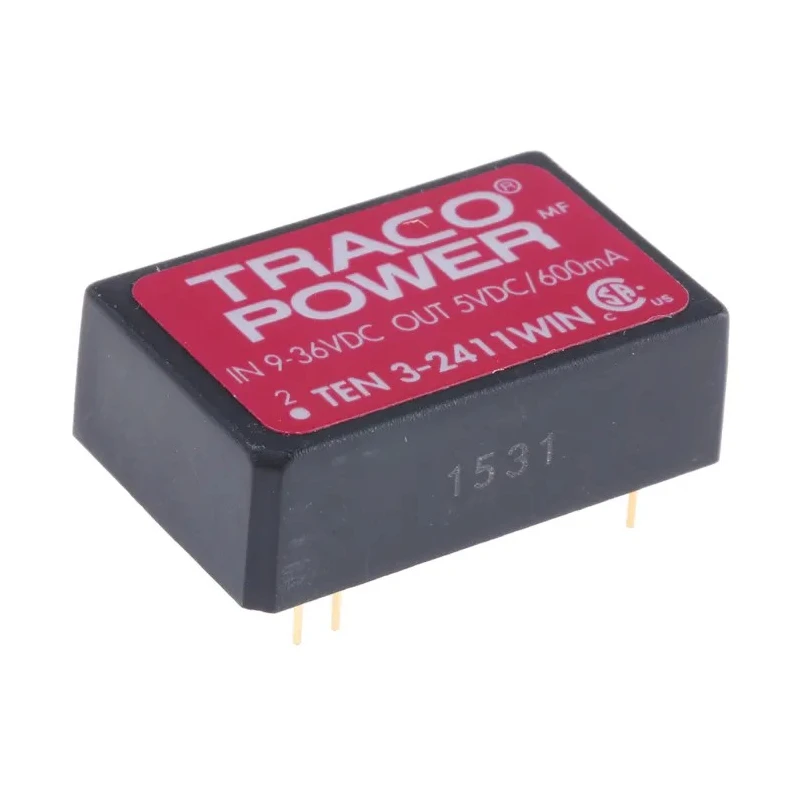 TRACOPOWER DC/DC Converter TEN 3-2411WIN, 5V DC Output, 500 mA, 18–36V DC Input, 3W, PCB Mount, Isolation 1.5kV