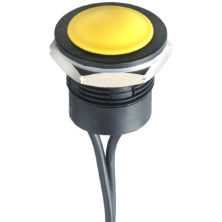 APEM IA Series Push Button Switch, Momentary, Panel Mount, 16.2 mm Cutout, SPST, IP65/IP67, 24V DC, Yellow Actuator IAR3F1500