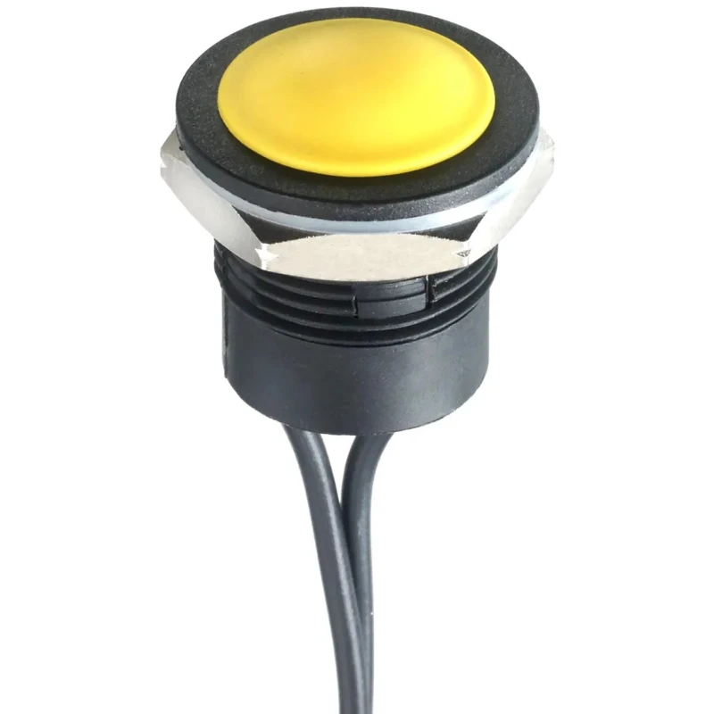 APEM IA Series Push Button Switch, Momentary, Panel Mount, 16.2 mm Cutout, SPST, IP65/IP67, 24V DC, Yellow Actuator IAR3F1500
