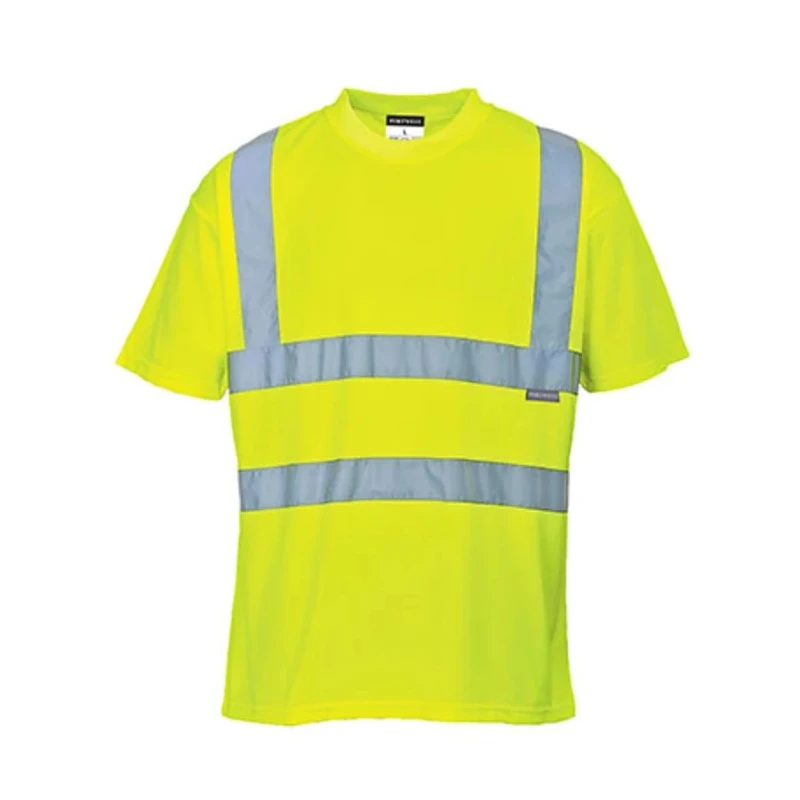 Portwest Micro Mesh Bird Eye Yellow Unisex Hi Vis T-Shirt XL 124-8209, 100% Polyester, Short Sleeve, Reflective Tape