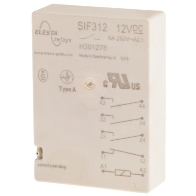 Elesta PCB Force Guided Relay 12V DC Coil Voltage, 0.7W, Gold Plated Contacts, SIF 312 12VDC