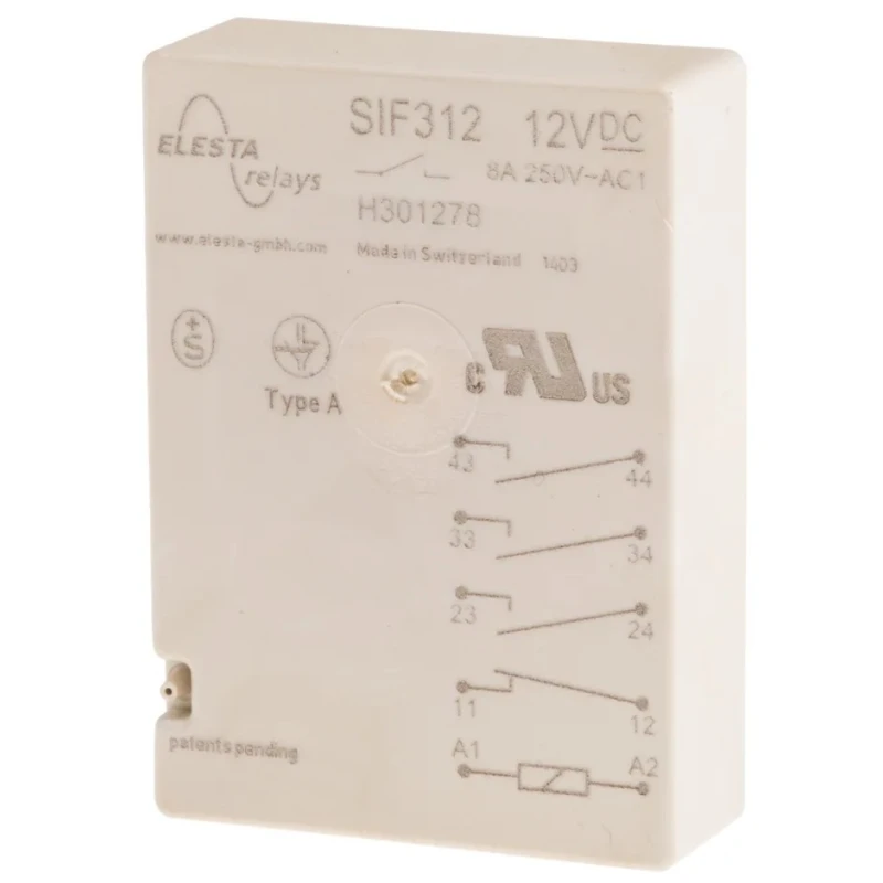 Elesta PCB Force Guided Relay 12V DC Coil Voltage, 0.7W, Gold Plated Contacts, SIF 312 12VDC