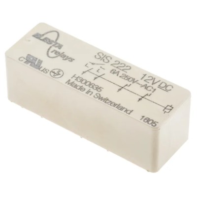 Elesta PCB Force Guided Relay 12V DC Coil Voltage, 2-Pole DPDT SIS 222 12VDC