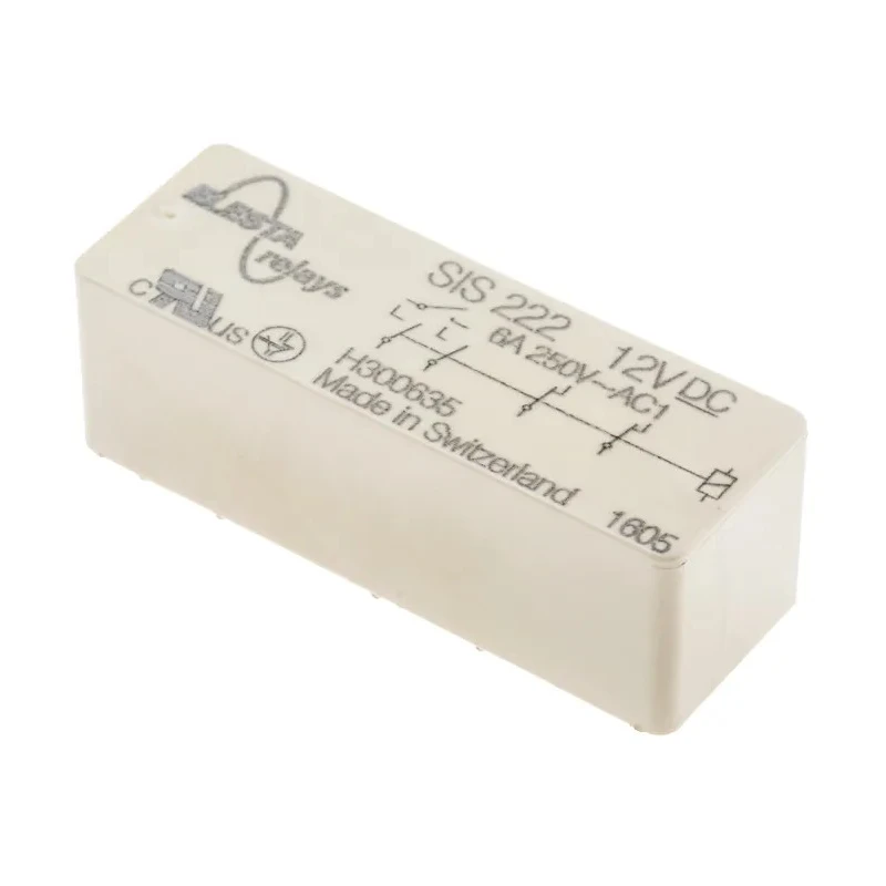 Elesta PCB Force Guided Relay 12V DC Coil Voltage, 2-Pole DPDT SIS 222 12VDC