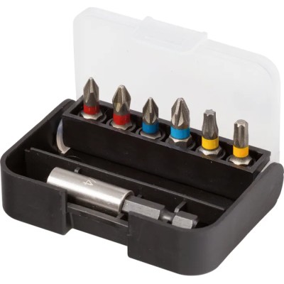 RS PRO Torx, Pozidriv, Phillips Bit Holder Set Stainless Steel, 1/4 in Hex Shank, 25 mm, 7 Pieces 125-0434