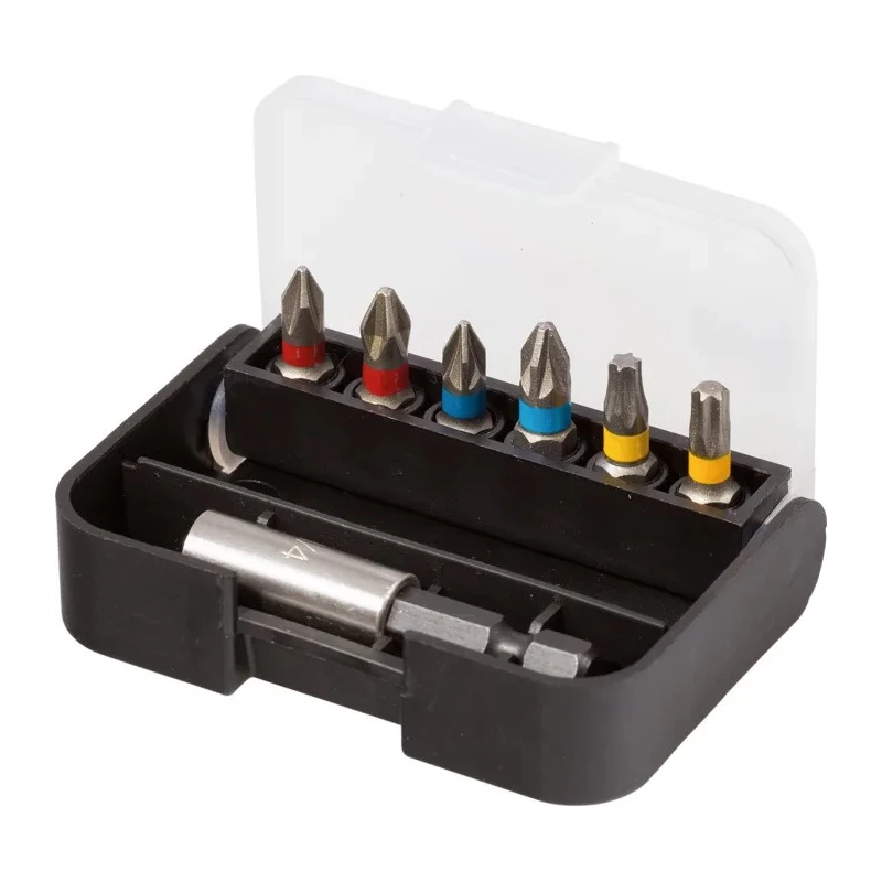 RS PRO Torx, Pozidriv, Phillips Bit Holder Set Stainless Steel, 1/4 in Hex Shank, 25 mm, 7 Pieces 125-0434