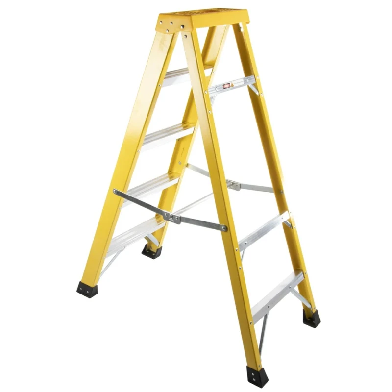 RS PRO Fibreglass Step Ladder 1.33m Platform Height 150kg Load Capacity Aluminium Rungs EN131 553-816