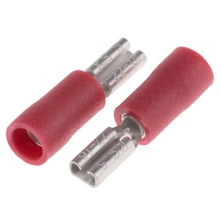 RS PRO Red Insulated Female Spade Connector Crimp 2.8 x 0.5 mm Tab 22–16 AWG 19mm 125-1944