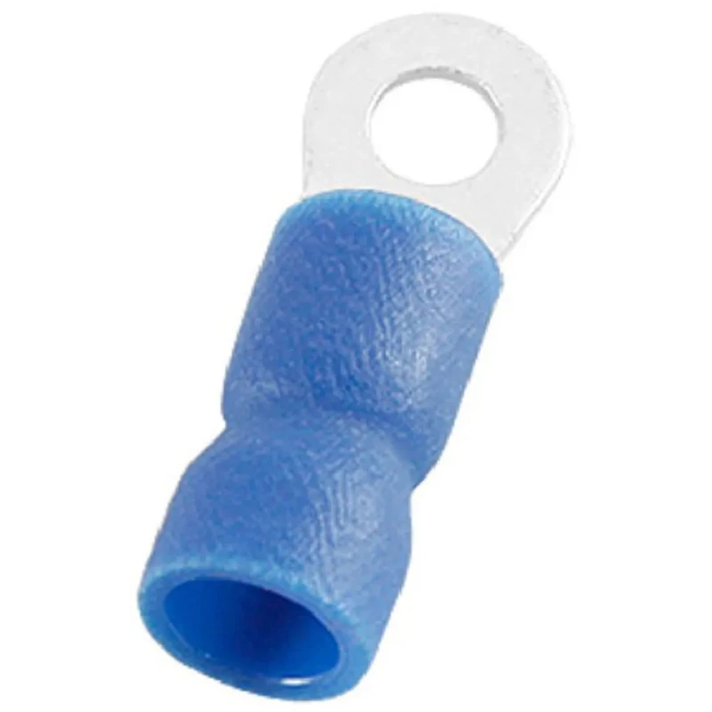 RS PRO RVE Insulated Ring Terminal Blue Vinyl M3.2 Stud Size 16 AWG to 14 AWG Copper Tin 125-1956