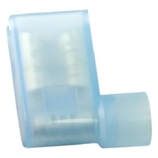 RS PRO Blue Insulated Female Spade Connector, Crimp, 6.35 x 0.8 mm Tab Size, 16–14 AWG, Nylon Angled Flag Terminal 125-1950