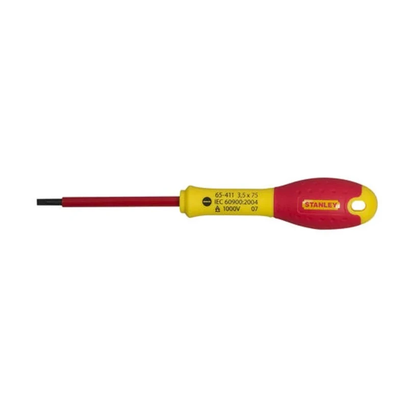 Stanley Insulated Screwdriver, 75 mm Blade, VDE 1000V Approved, Soft Grip Handle, 0-65-411