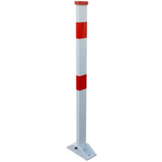RS PRO Parking Barrier White Post Red Tape Aluminium Cast Iron Pull Down Type 125-2192
