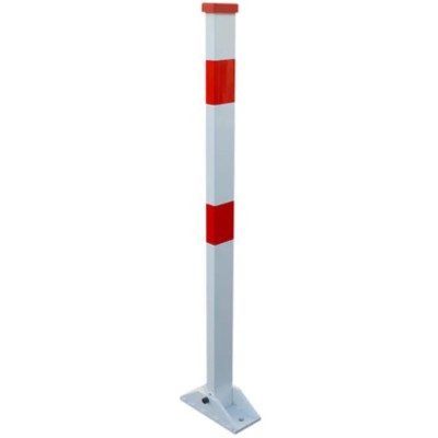 RS PRO Parking Barrier White Post Red Tape Aluminium Cast Iron Pull Down Type 125-2192