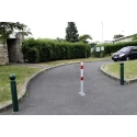 RS PRO Parking Barrier White Post Red Tape Aluminium Cast Iron Pull Down Type 125-2192