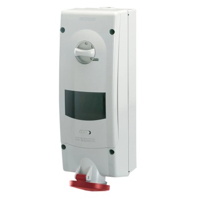 Scame Industrial Interlock Socket Switchable IP44, 3+E, Earthing Position 6h, Straight, 32A, 400V, Plastic Body 