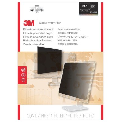 3M Touch Screen Compatible Privacy Screen, 508 mm, Black, Limited Viewing Angle PF19.5W9