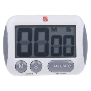 RS PRO White Digital Timer Battery Powered Digital Desktop Jumbo LCD Timer 557-610